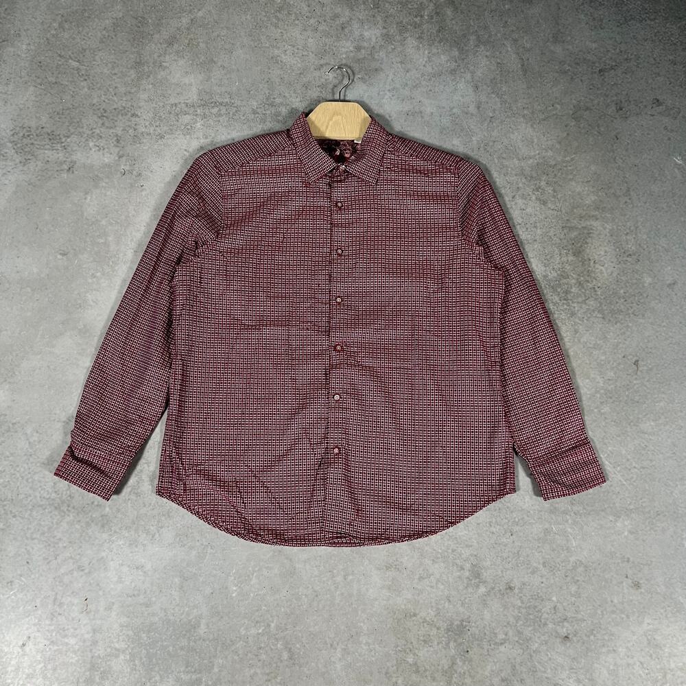 Robert Graham Shirt Mens 2XL Red Check Long Sleeve Button Up Skull Flip Cuffs